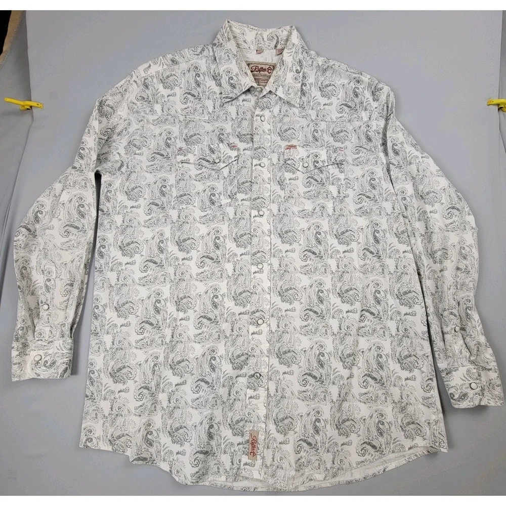 Rafter C Cowboy Collection Pro Flex 45 Pearl Snap Long Sleeve Paisley 2XLT Shirt - Picture 2 of 10